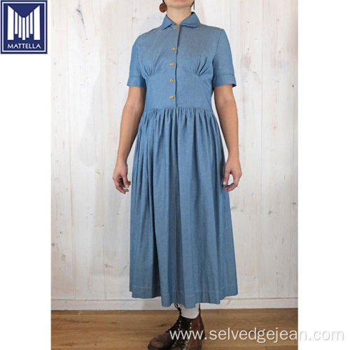 Italian vintage style 100% cotton jeans denim dress